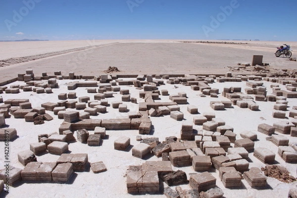 Obraz Lagoons, volcanoes and geysers in the Uyuni desert

