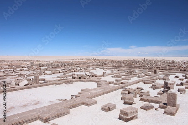 Obraz Lagoons, volcanoes and geysers in the Uyuni desert