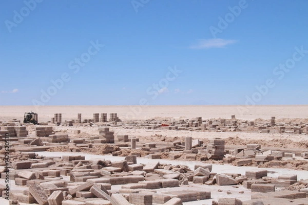 Obraz Lagoons, volcanoes and geysers in the Uyuni desert