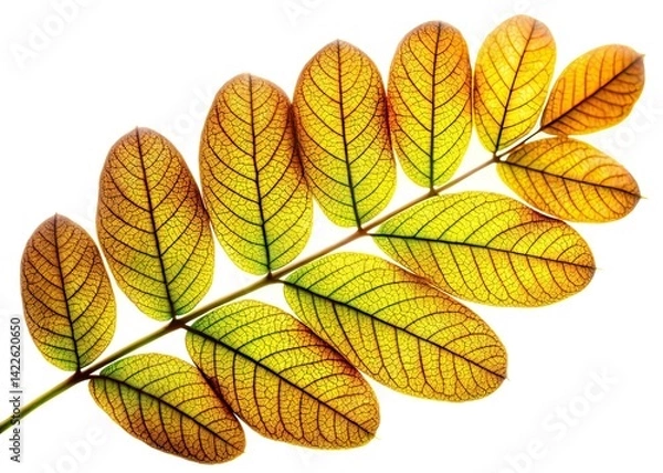 Fototapeta Double Exposure Robinia Leaf Macro - Backlit Veins