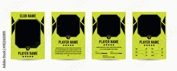 Fototapeta trading card template design for sports, picture frame for player performance, photo frame or border collection for hockey, basketball and football player, sports flyer design, template eps 10.
