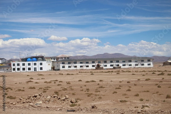 Obraz Lagoons, volcanoes and geysers in the Uyuni desert