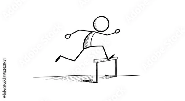 Obraz Stick Figure Jumping Over Hurdle
