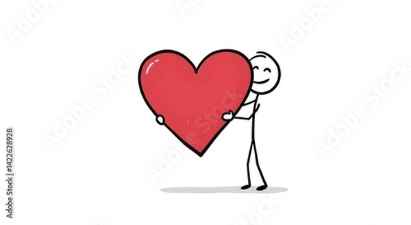 Fototapeta Stick Figure Holding Heart
