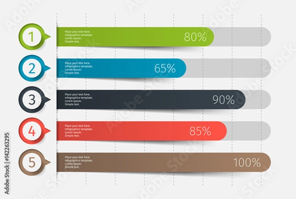 Fototapeta Modern colorful 3d chart, graph. Template for diagram, presentation and chart. Infographics elements. Vector illustration.