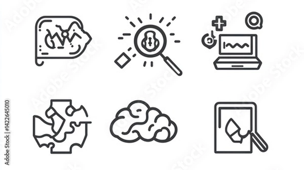 Obraz Data analysis, brain, research, laptop, puzzle, magnifying glass