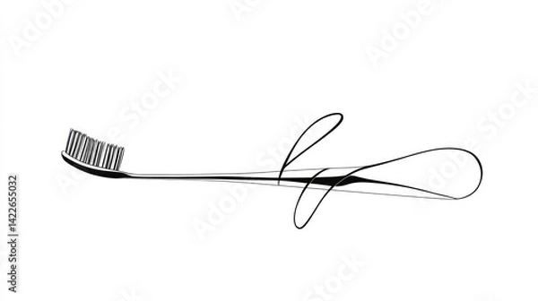 Obraz Minimalist toothbrush design, white background, dental hygiene concept, for website or print