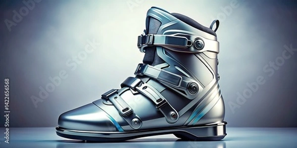 Obraz Hi-Tech Ski Boot Profile - White Background Bokeh Effect