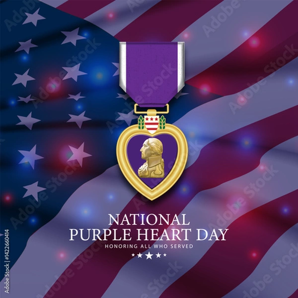 Obraz National Purple Heart Day August 7 Background Vector Illustration