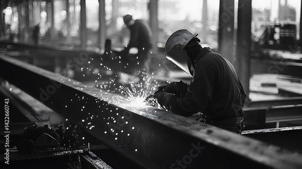 Obraz Welder at Work in an Industrial Setting
