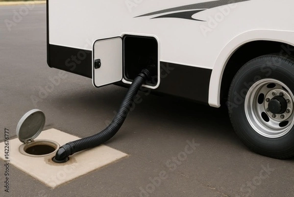 Fototapeta an RV with its waste disposal system in use