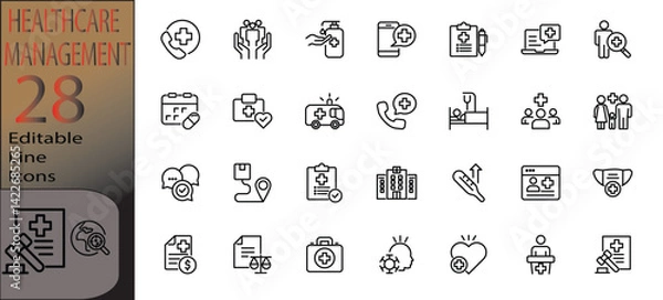 Fototapeta healthcare management icon set cannot be edited already expanded and merged