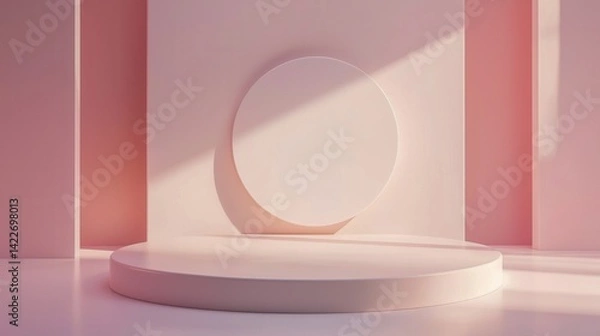 Fototapeta Minimalist Studio Background with Circular Shape and Soft Lighting