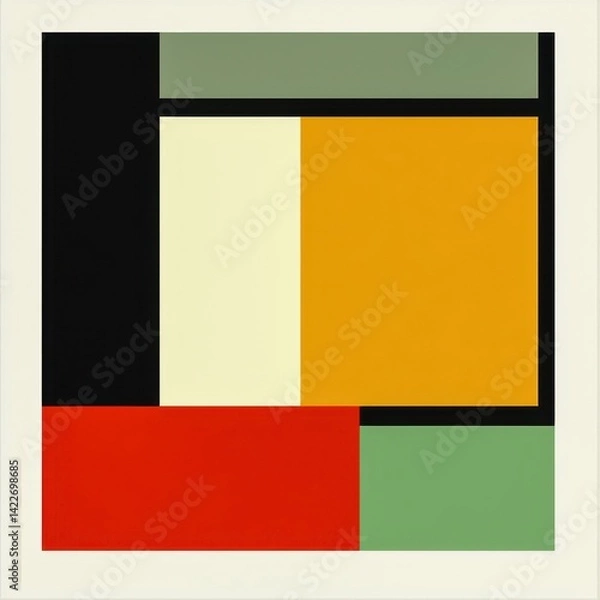 Fototapeta Abstract Geometric Composition with Bold Colors and Shapes