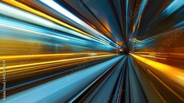 Fototapeta Abstract Motion Blur of Colorful Lights in Urban Environment