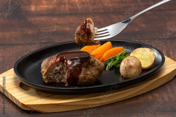 Obraz ハンバーグステーキ鉄板焼