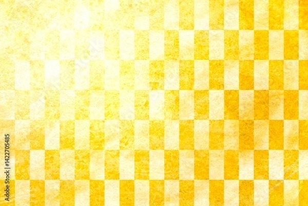 Fototapeta ゴールドのグラデーション和柄（市松模様）
