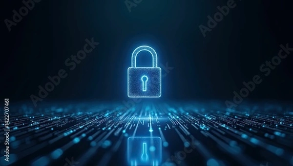 Fototapeta Abstract digital padlock graphic representing technology security