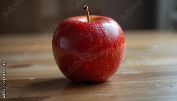 Obraz red apple on a wooden table