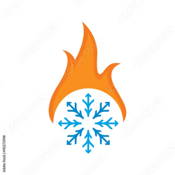 Obraz sign of fire and snow logo concept  illustration