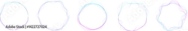 Obraz Colorful abstract wave circle on white background. Set of abstract circle frame with wave lines pattern flowing. Concept of music, technology, ai and artificial intelligence