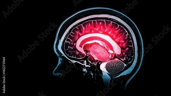 Fototapeta MRI scan with redhighlighted seizure onset zones, neurologist explaining