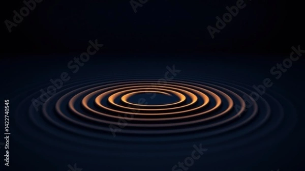 Fototapeta A mesmerizing pattern of concentric circles in warm tones, creating a sense of depth and tranquility against a dark background.