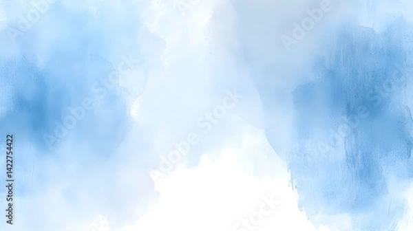 Fototapeta Soft Blue Watercolor Background with Abstract Textures and Light Hues for Design Use