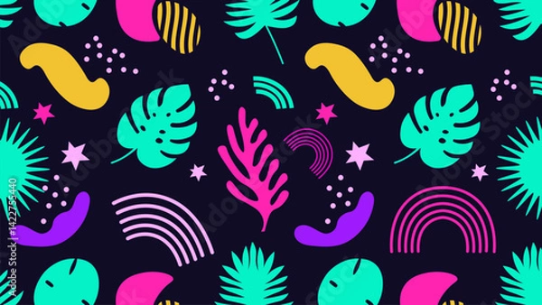 Fototapeta Colorful collection of hand drawn nature abstract oragnic shapes
