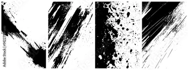 Obraz Grunge Ink Brush Strokes and Splatter Texture Set