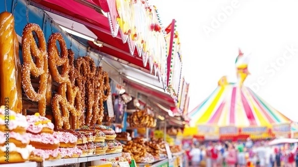 Obraz Vibrant Food Stalls in a Festive Park Setting