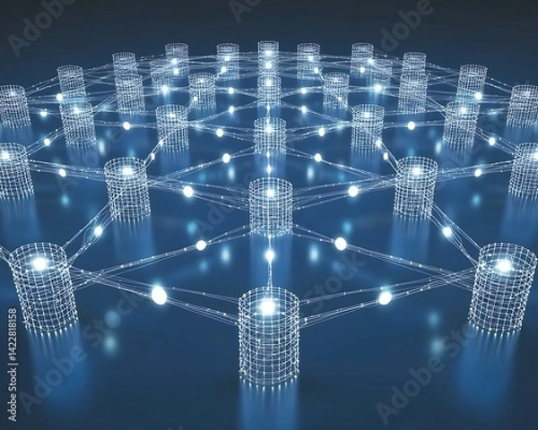 Fototapeta Networked Cylinders, Abstract Design