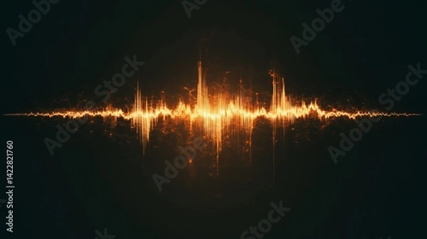 Obraz Energetic Audio Waveform Visualizer with Dynamic Orange Light Effect