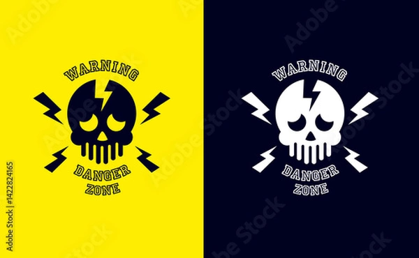 Obraz skull and crossbones warning sign badge area