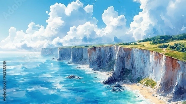 Fototapeta cliffs clipart watercolor illustration watercolor style digital design illustration - photo for design