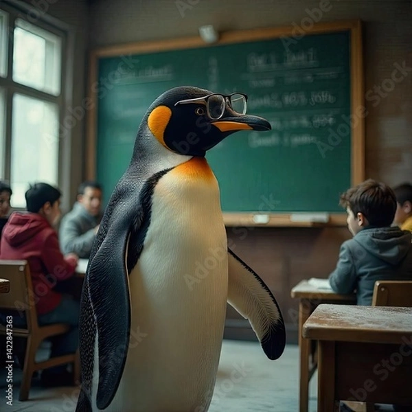 Obraz Penguin teaching in class