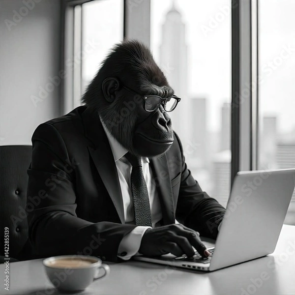 Obraz Mr. Gorilla managing the collection