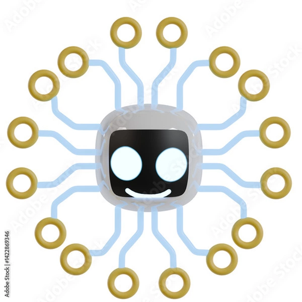 Fototapeta Ai and Robotic 3d icon render