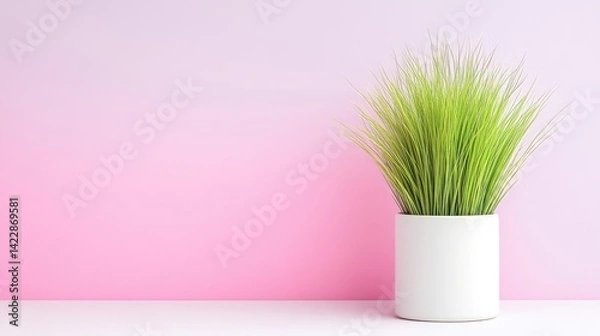 Obraz Simple potted plant on a pastel background