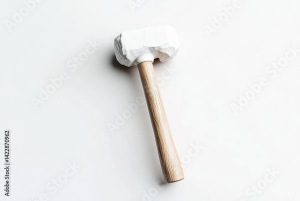 Obraz Simple white stone hammer on white background