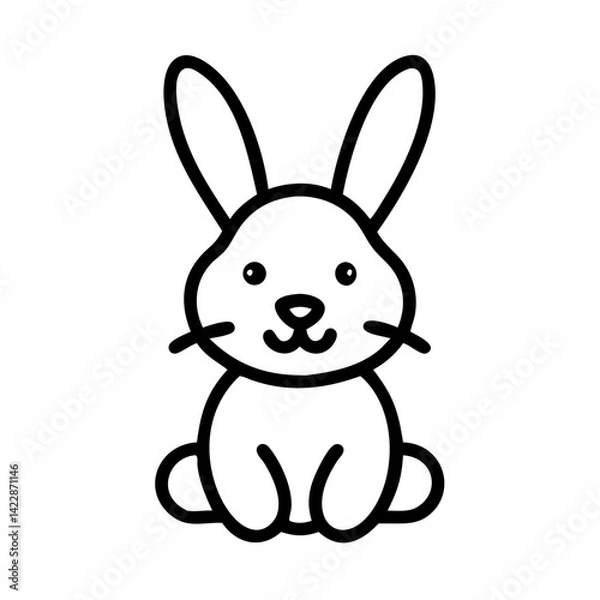 Fototapeta Rabbit sitting in minimalist style on a white background