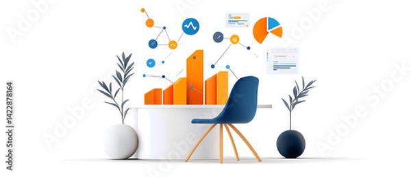 Obraz Data visualization trends in business analytics office space digital graphics modern environment informative perspective