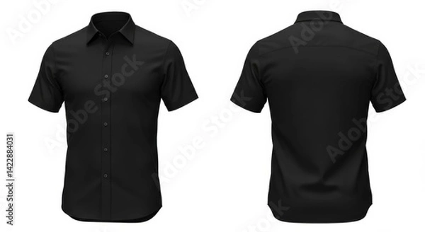 Obraz Black short-sleeve shirt, front and back view