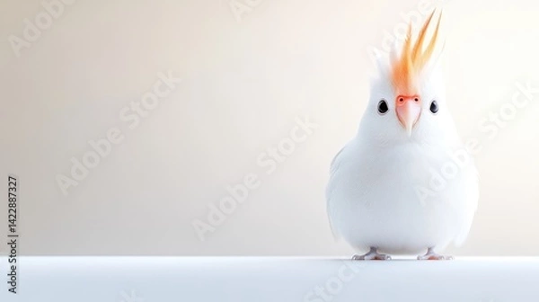 Obraz Cute, fluffy white parrot, facing forward