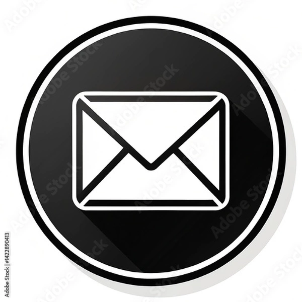 Fototapeta Minimalist Black Email Icon with Envelope Symbol