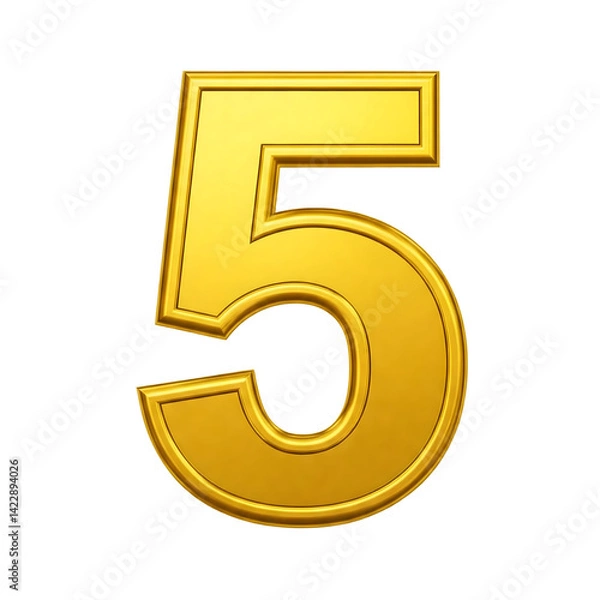 Obraz 3d gold number 5