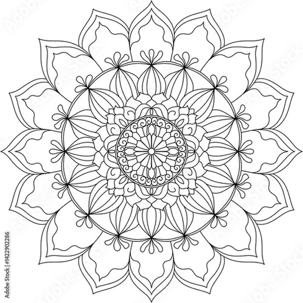 Obraz Mandala, Decor, Indian, Coloring, Drawing, Picture, Pattern, Relaxation, Meditation