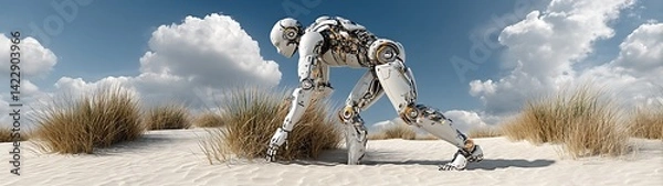 Fototapeta Robot in Desert Landscape