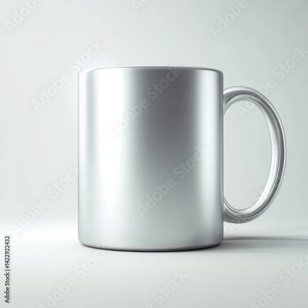 Obraz Silver Mug Mockup on White Background