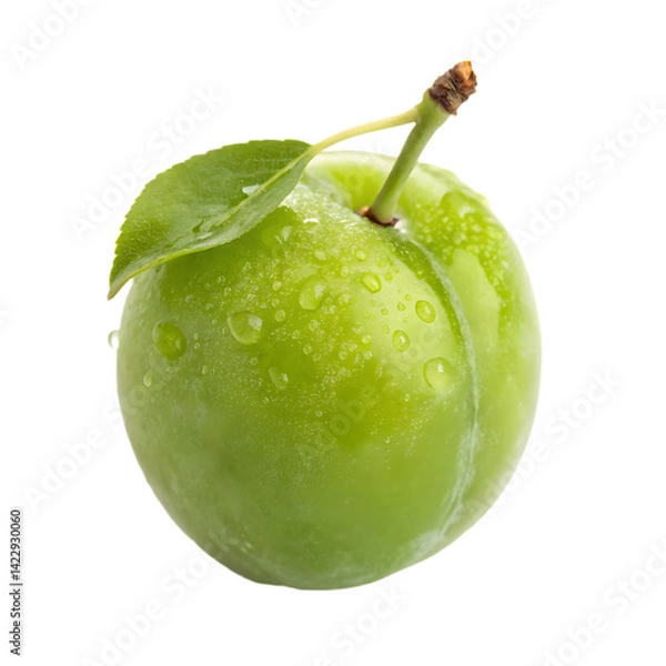 Fototapeta Green plum isolated on transparent background